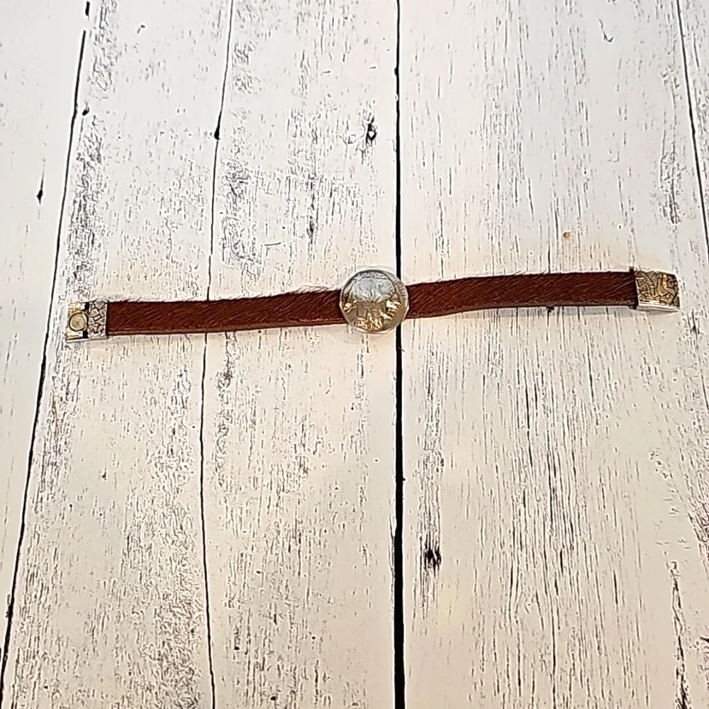 Handmade Cow Leather Indian Nickel Bracelet